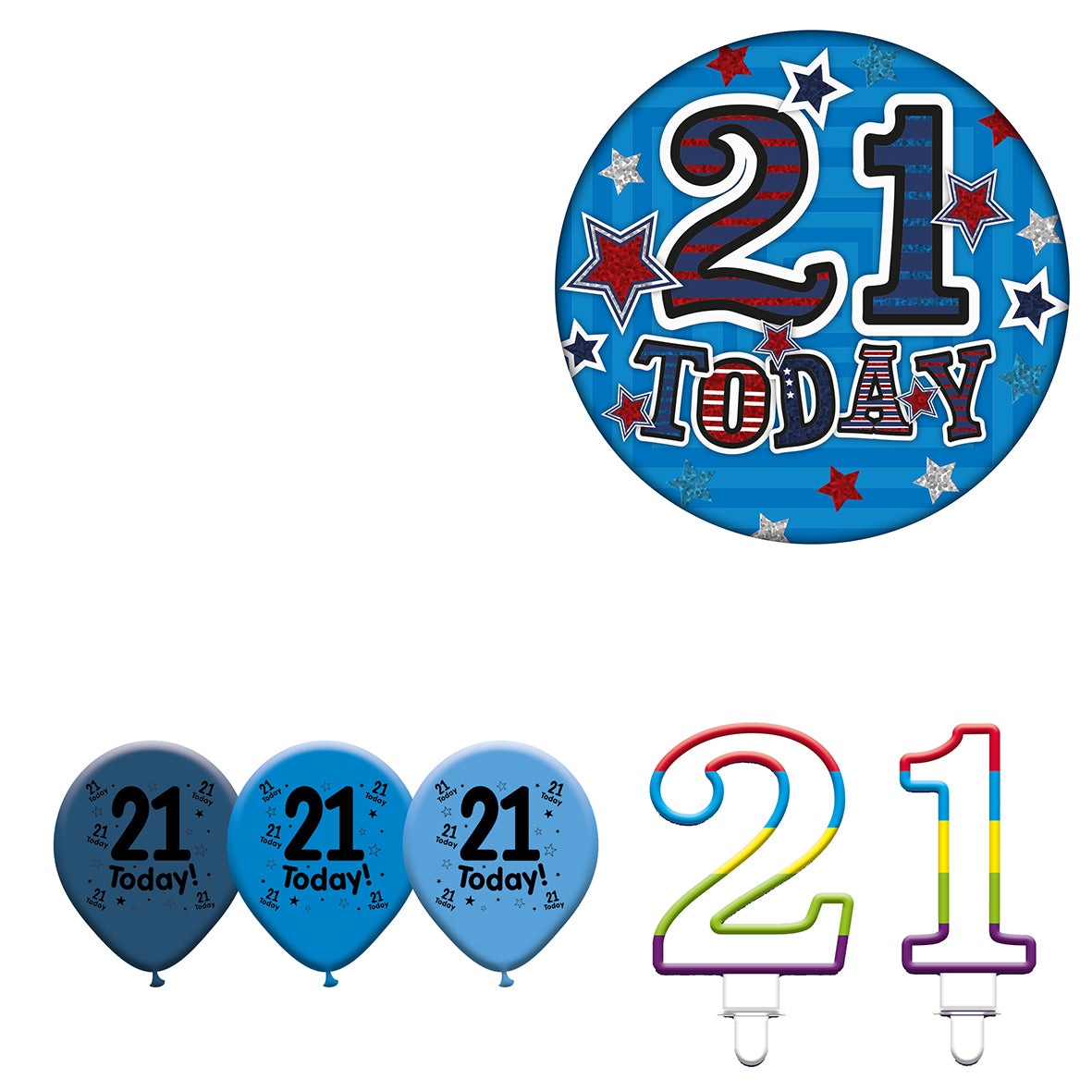 Various Designs Bundle F Balloon, Candle, Badge Ages 1 to 80