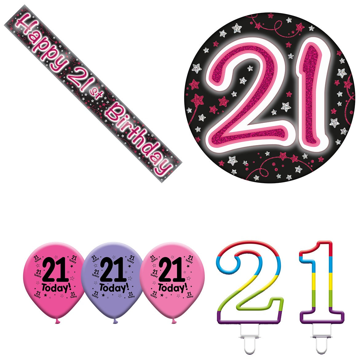 Various Designs Bundle J Banner, Balloon, Candle, Badge Ages 1 to 80
