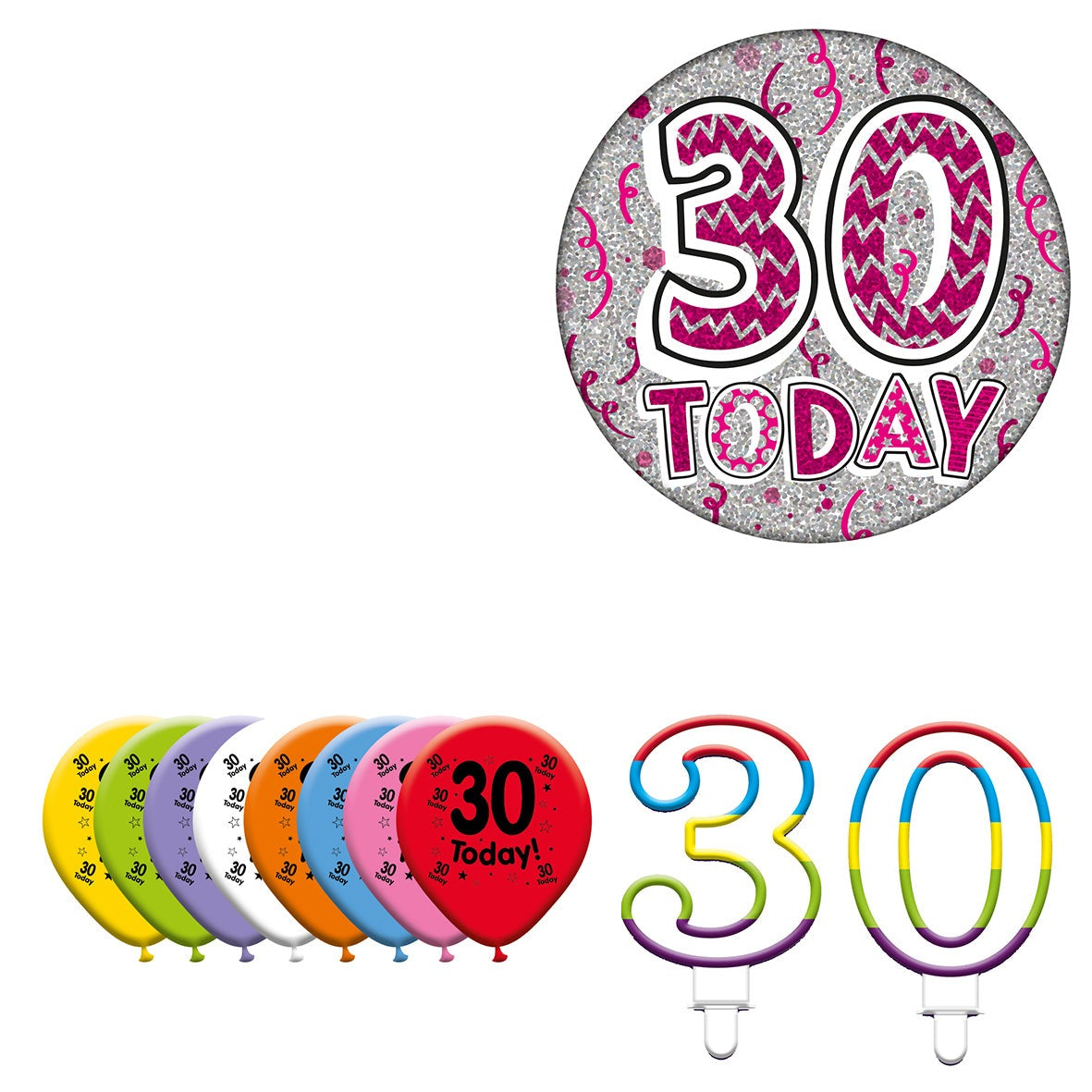 Various Designs Bundle F Balloon, Candle, Badge Ages 1 to 80