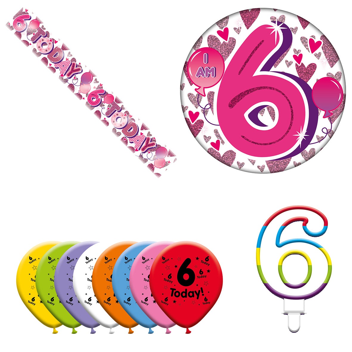 Various Designs Bundle J Banner, Balloon, Candle, Badge Ages 1 to 80