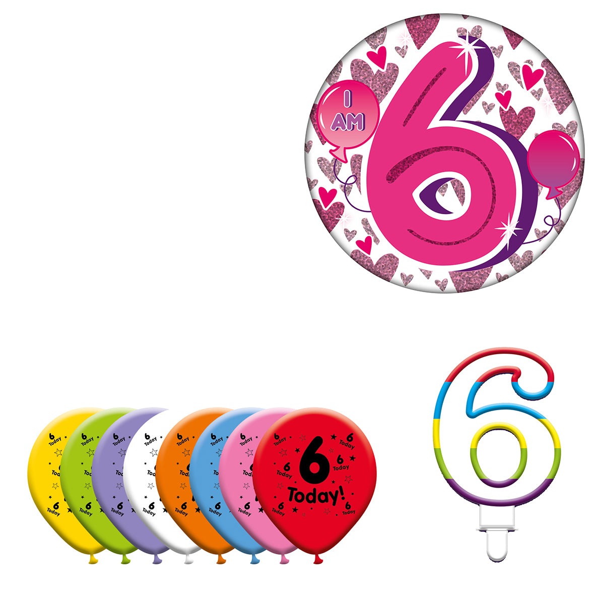 Various Designs Bundle F Balloon, Candle, Badge Ages 1 to 80