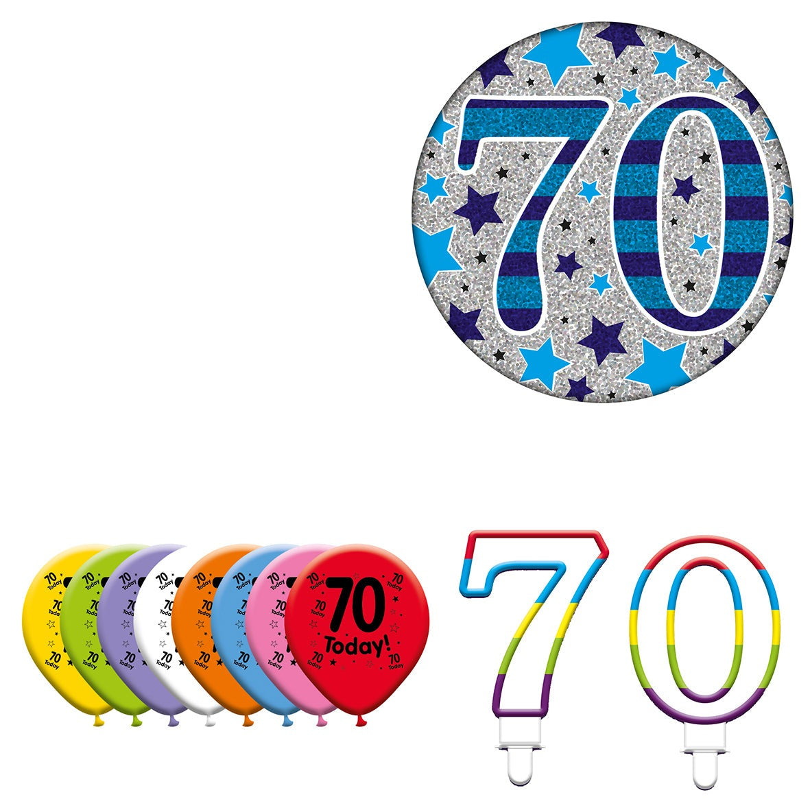 Various Designs Bundle F Balloon, Candle, Badge Ages 1 to 80
