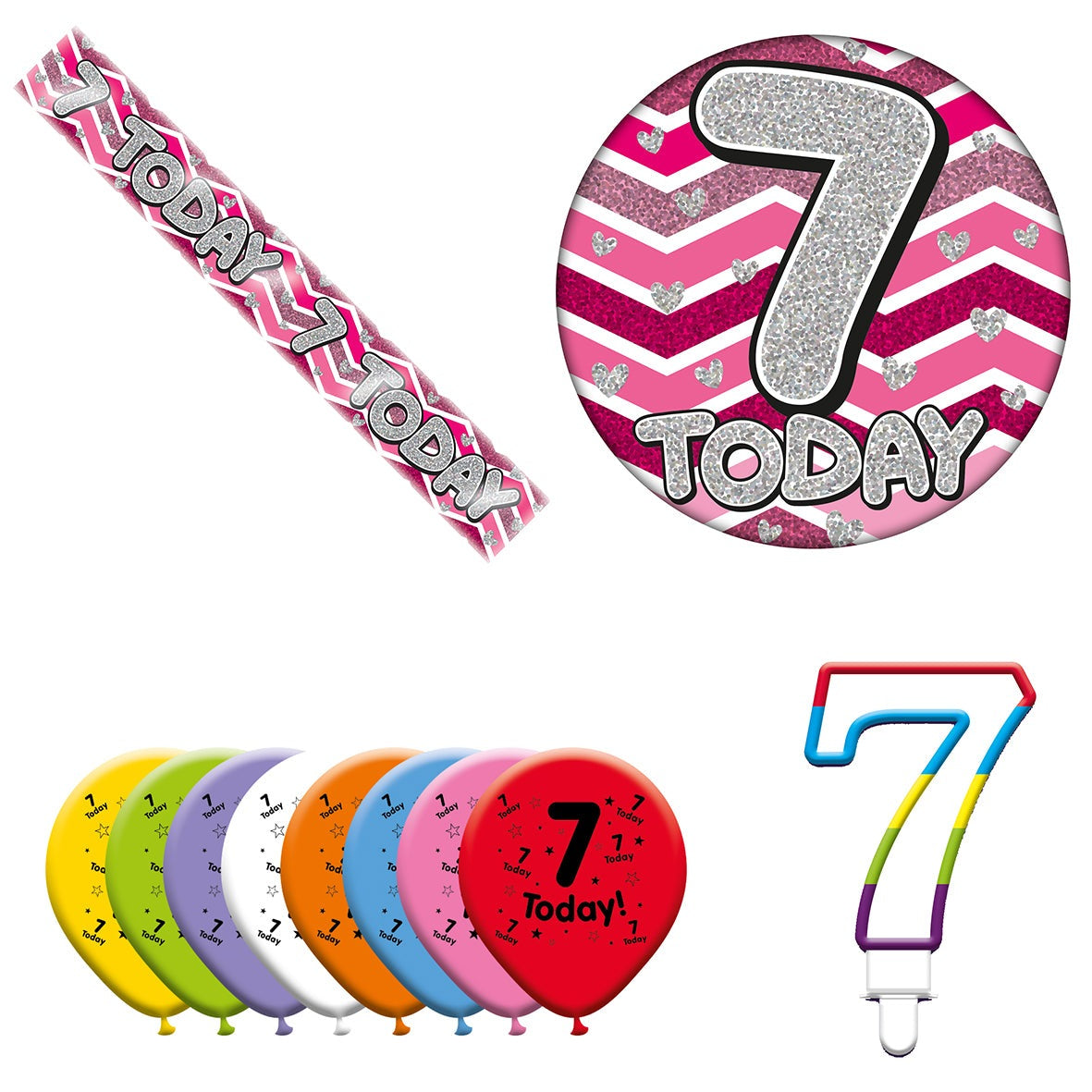 Various Designs Bundle J Banner, Balloon, Candle, Badge Ages 1 to 80