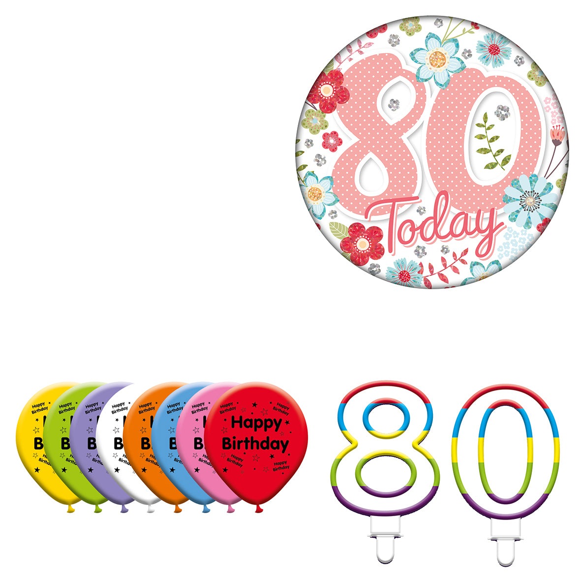 Various Designs Bundle F Balloon, Candle, Badge Ages 1 to 80