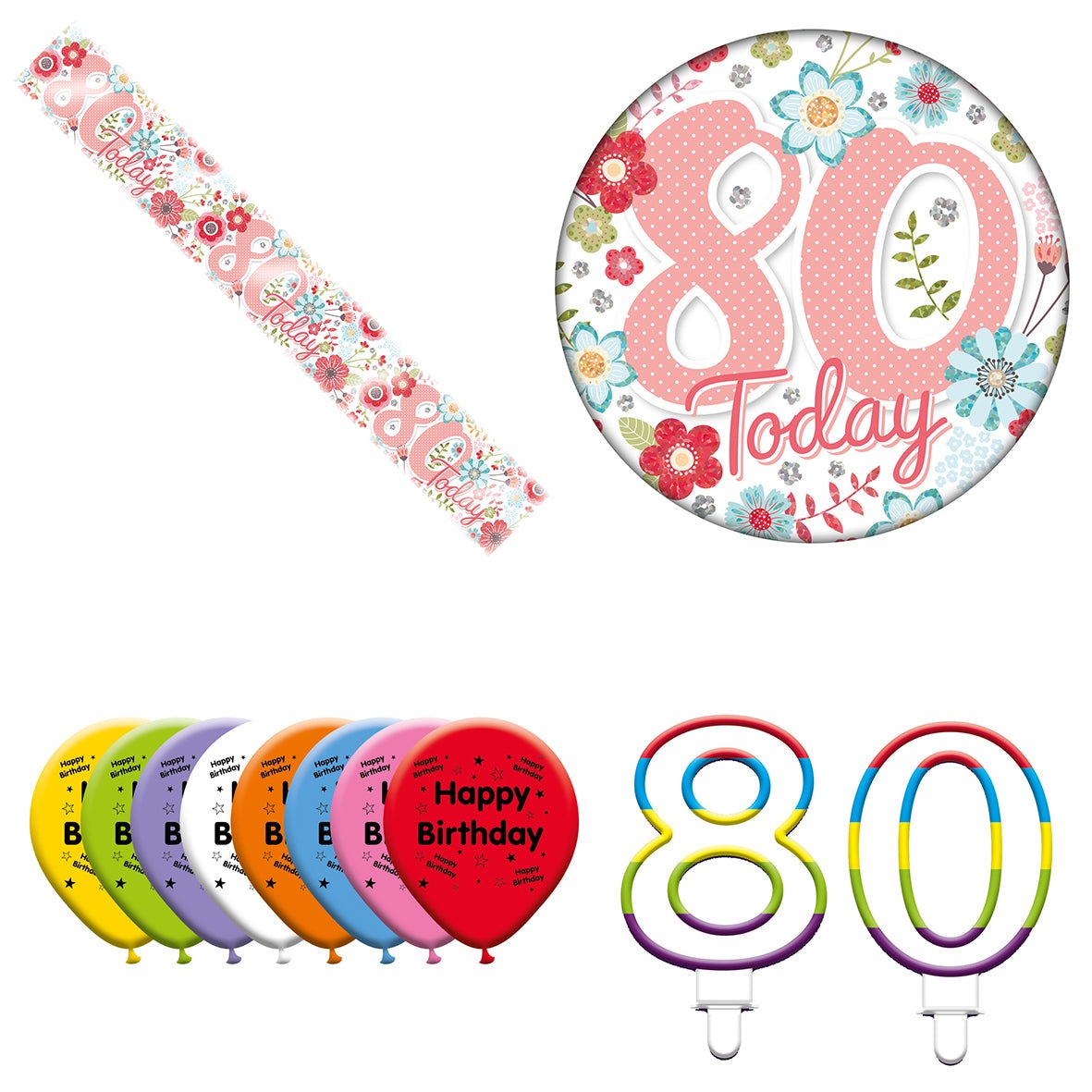 Various Designs Bundle J Banner, Balloon, Candle, Badge Ages 1 to 80