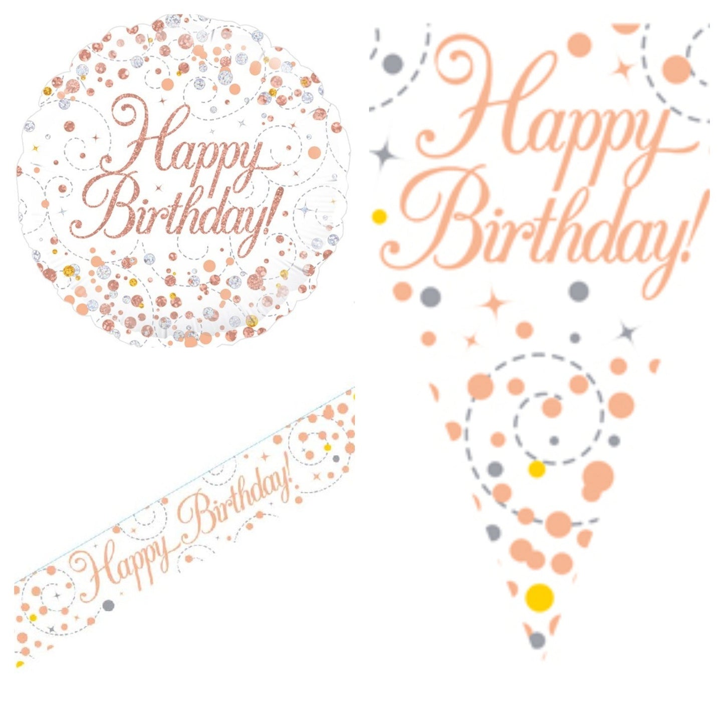Rose Gold Bundle D Banner, Bunting, Foil Balloon Ages 16 to 90