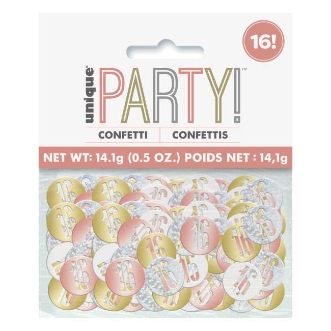 Rose Gold Number 16 Confetti