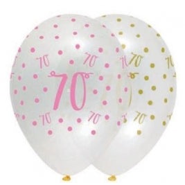 Pink Chic Age 70 Latex Balloons Crystal Clear All Round Print