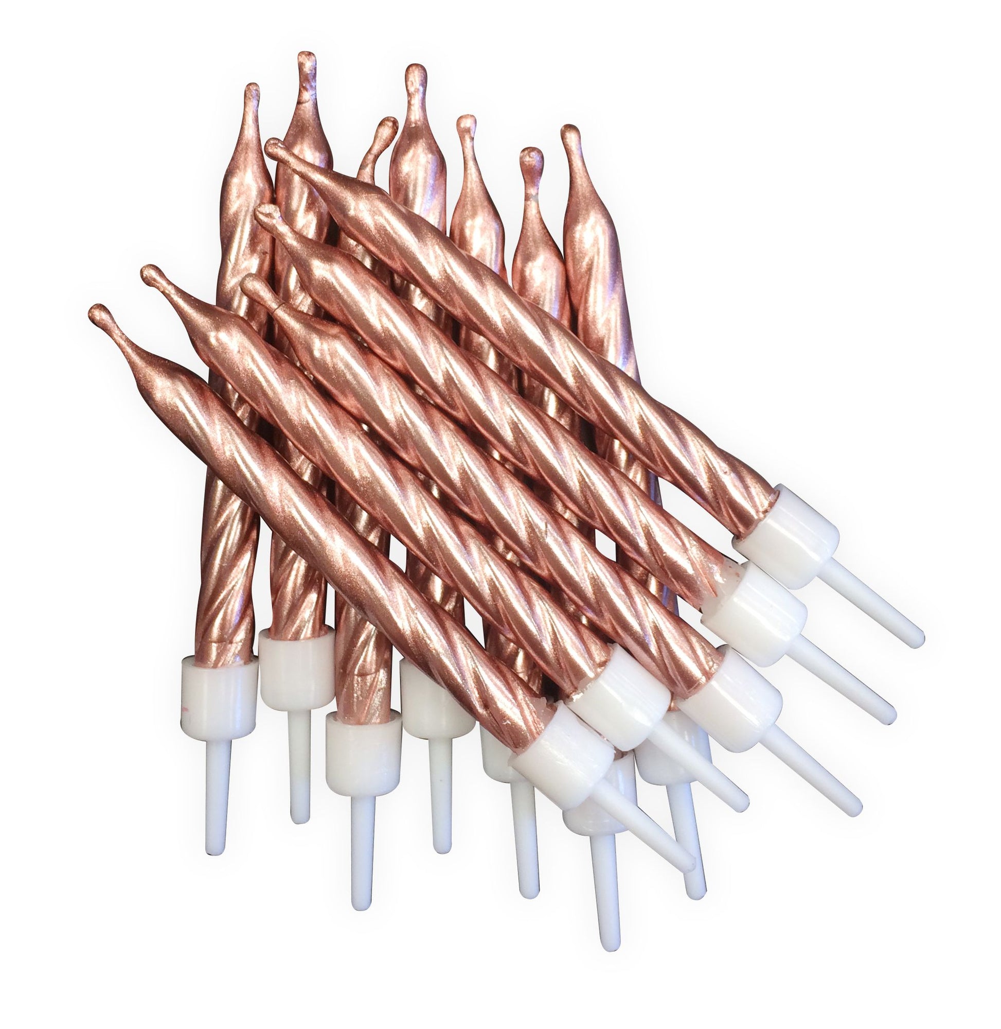 Rose Gold Glitter Candles & Holders Birthday Party Cake Topper Decoration