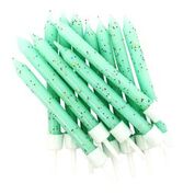 Mint Green Glitter Candles & Holders Birthday Party Cake Topper Decoration