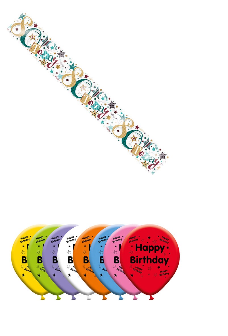 Various Designs Bundle D Balloon, Banner Ages 1 to 80