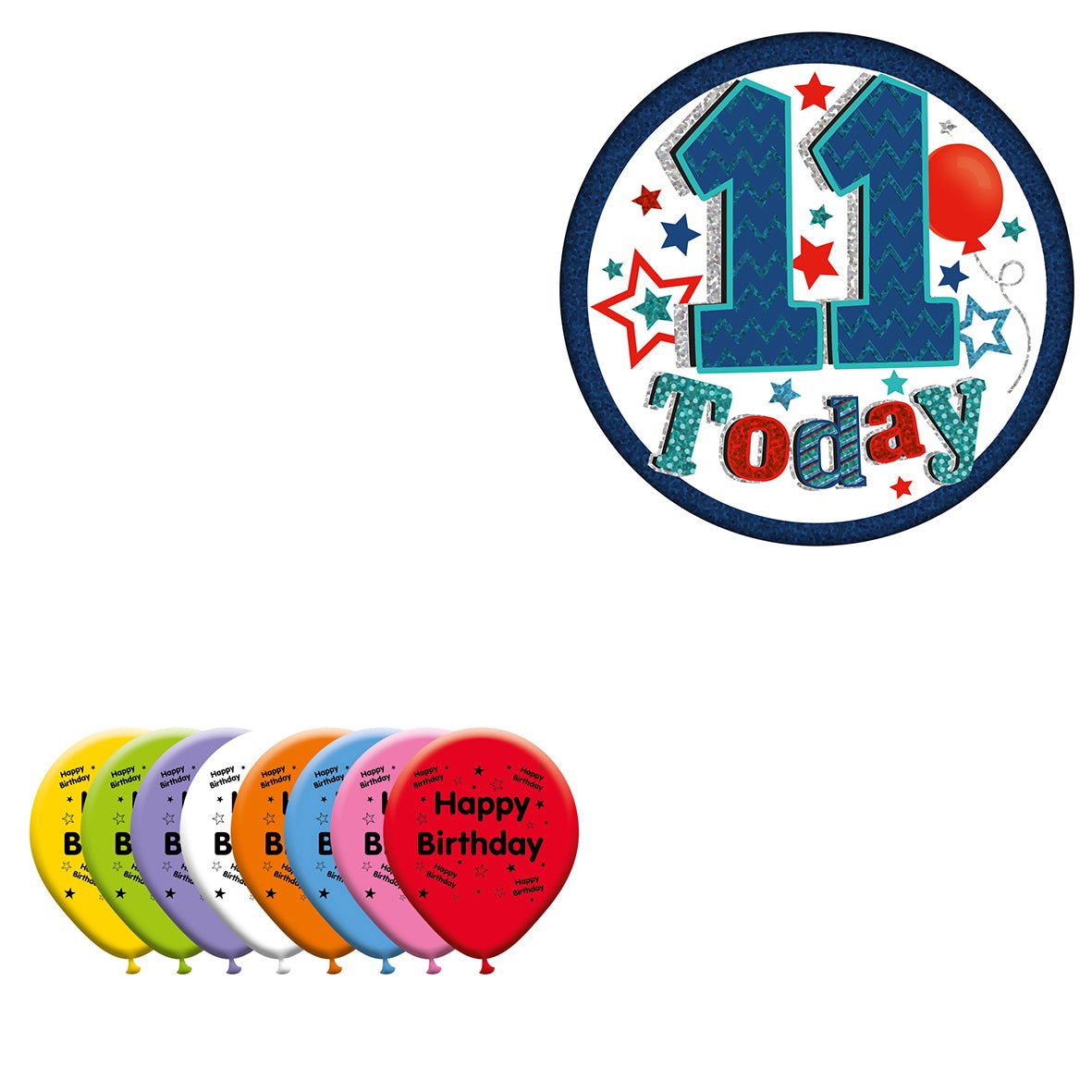 Various Designs Bundle C Balloon, Badge Ages 1 to 80