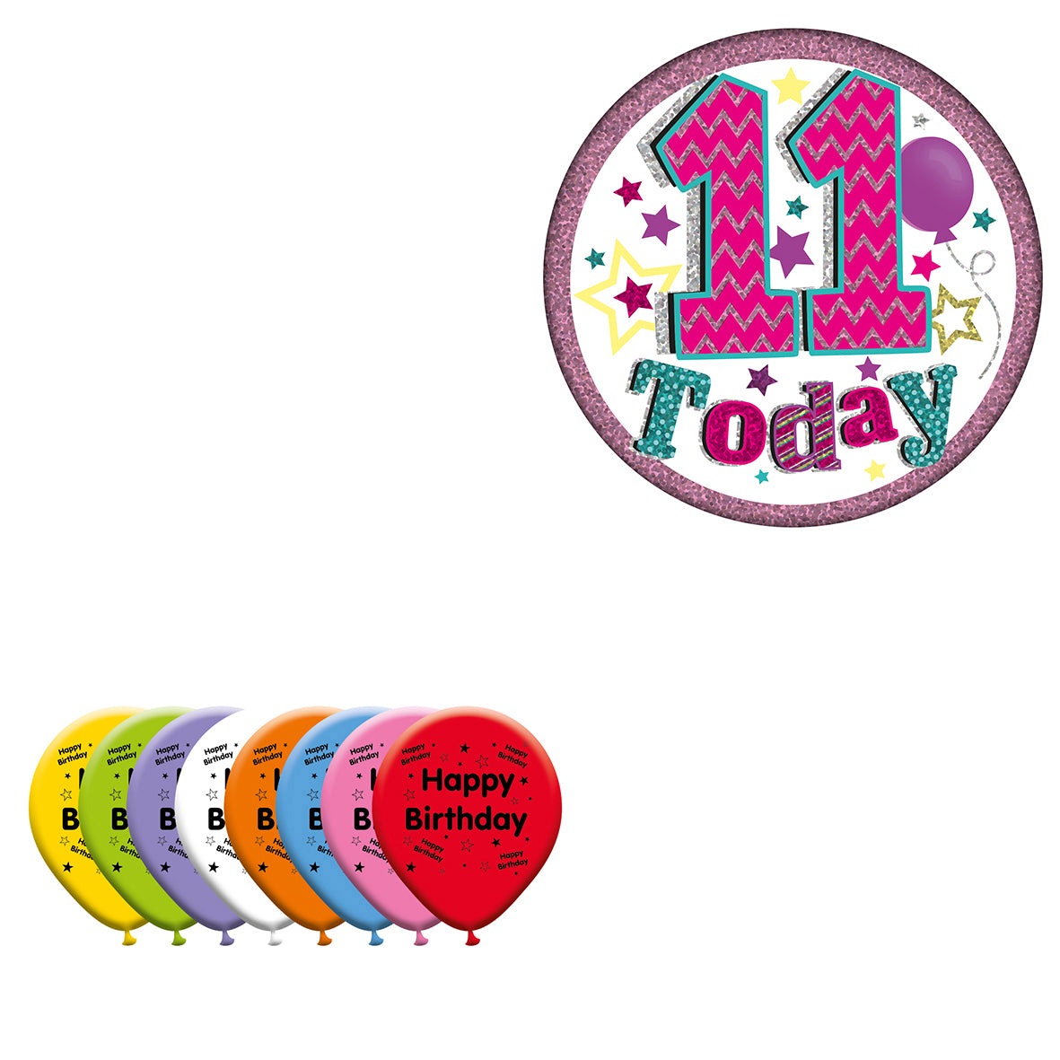 Various Designs Bundle C Balloon, Badge Ages 1 to 80