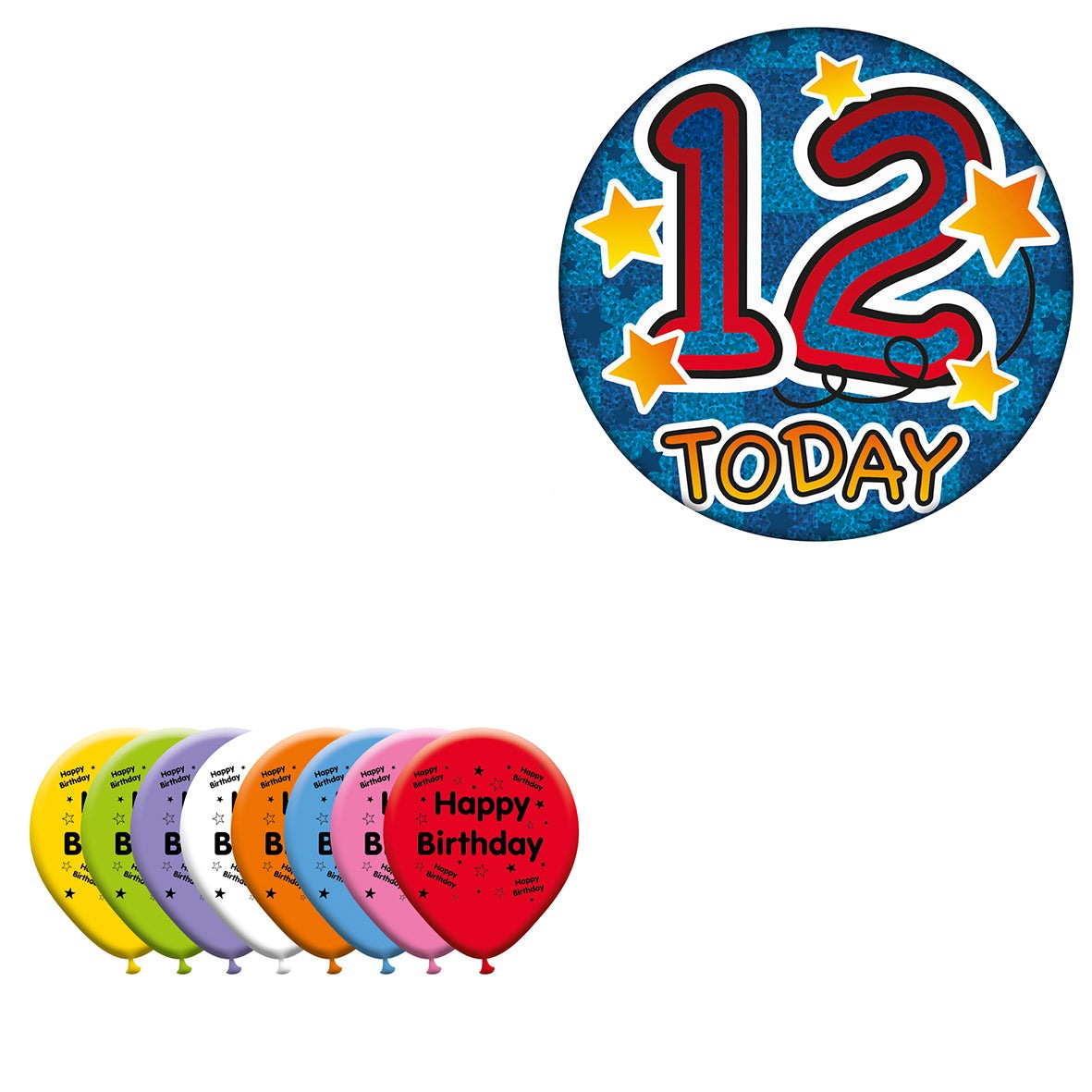 Various Designs Bundle C Balloon, Badge Ages 1 to 80