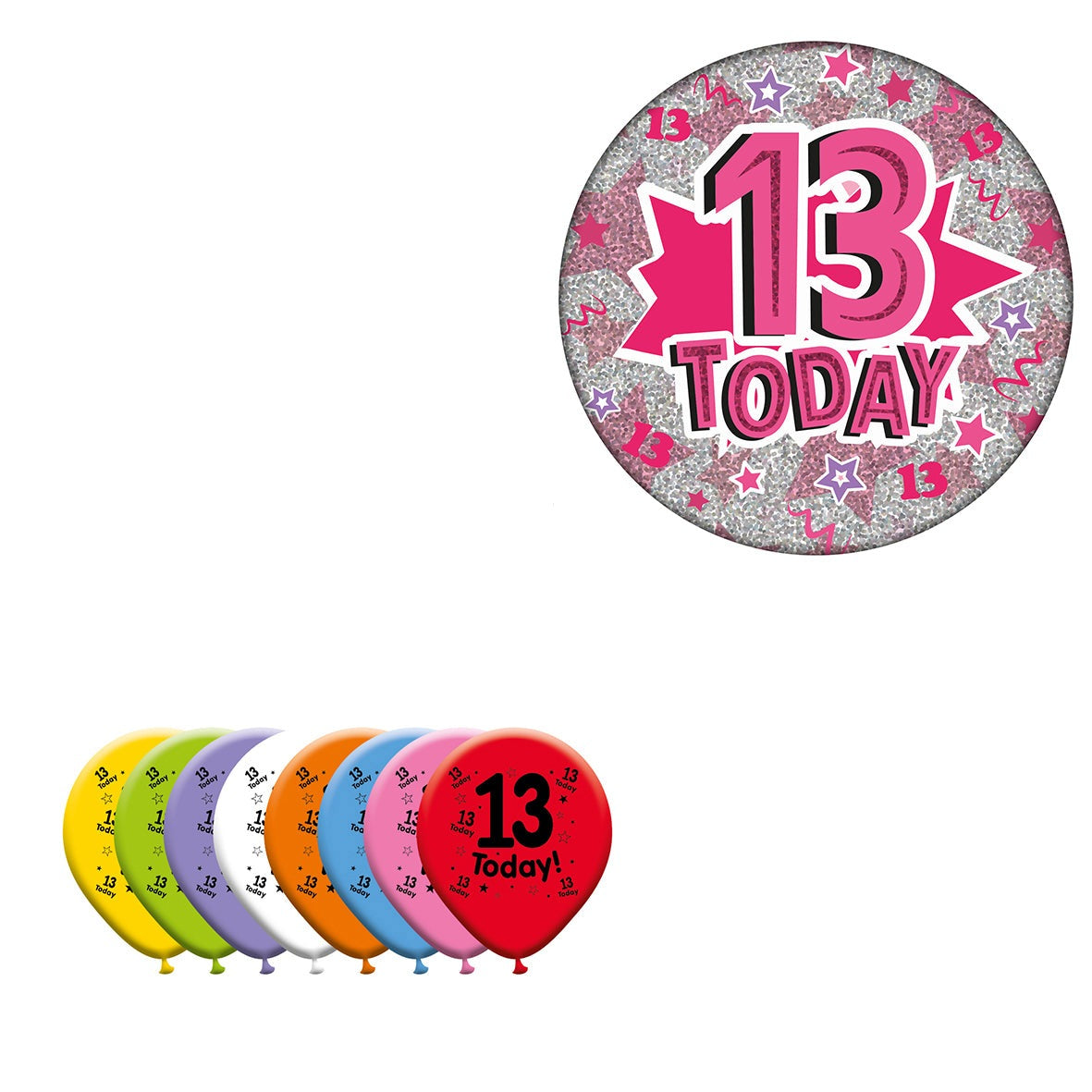 Various Designs Bundle C Balloon, Badge Ages 1 to 80