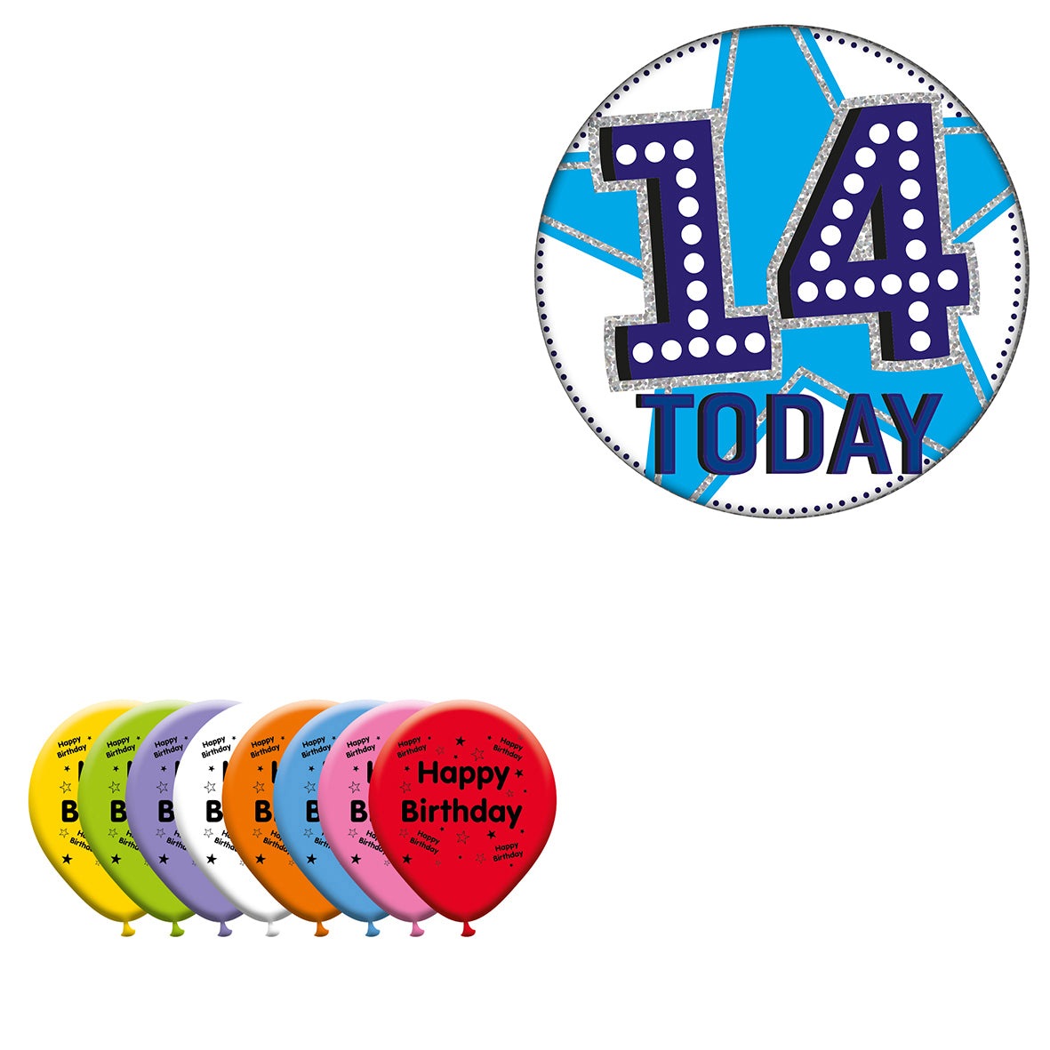 Various Designs Bundle C Balloon, Badge Ages 1 to 80