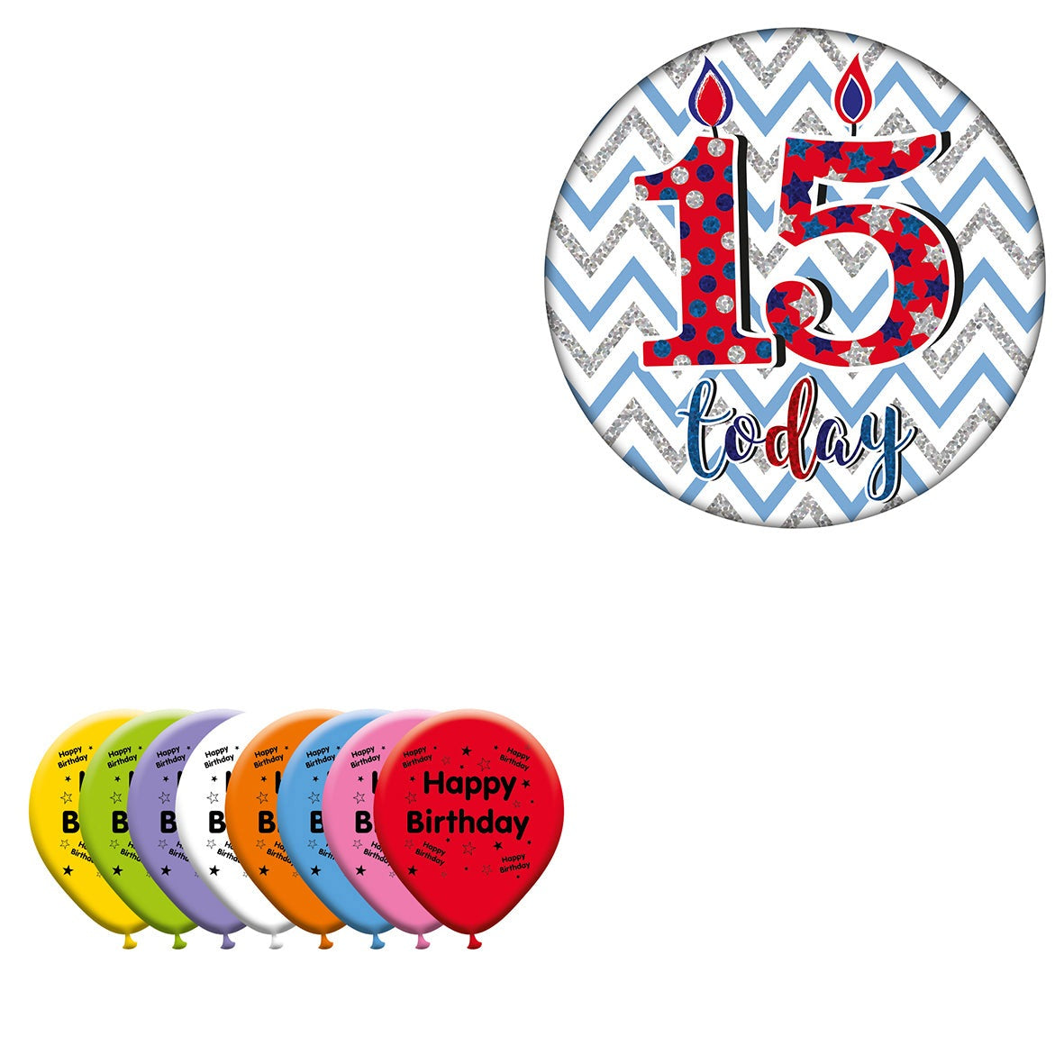 Various Designs Bundle C Balloon, Badge Ages 1 to 80