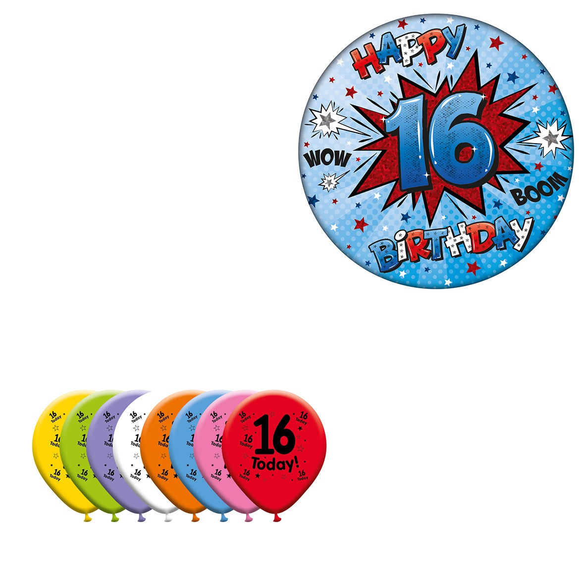 Various Designs Bundle C Balloon, Badge Ages 1 to 80