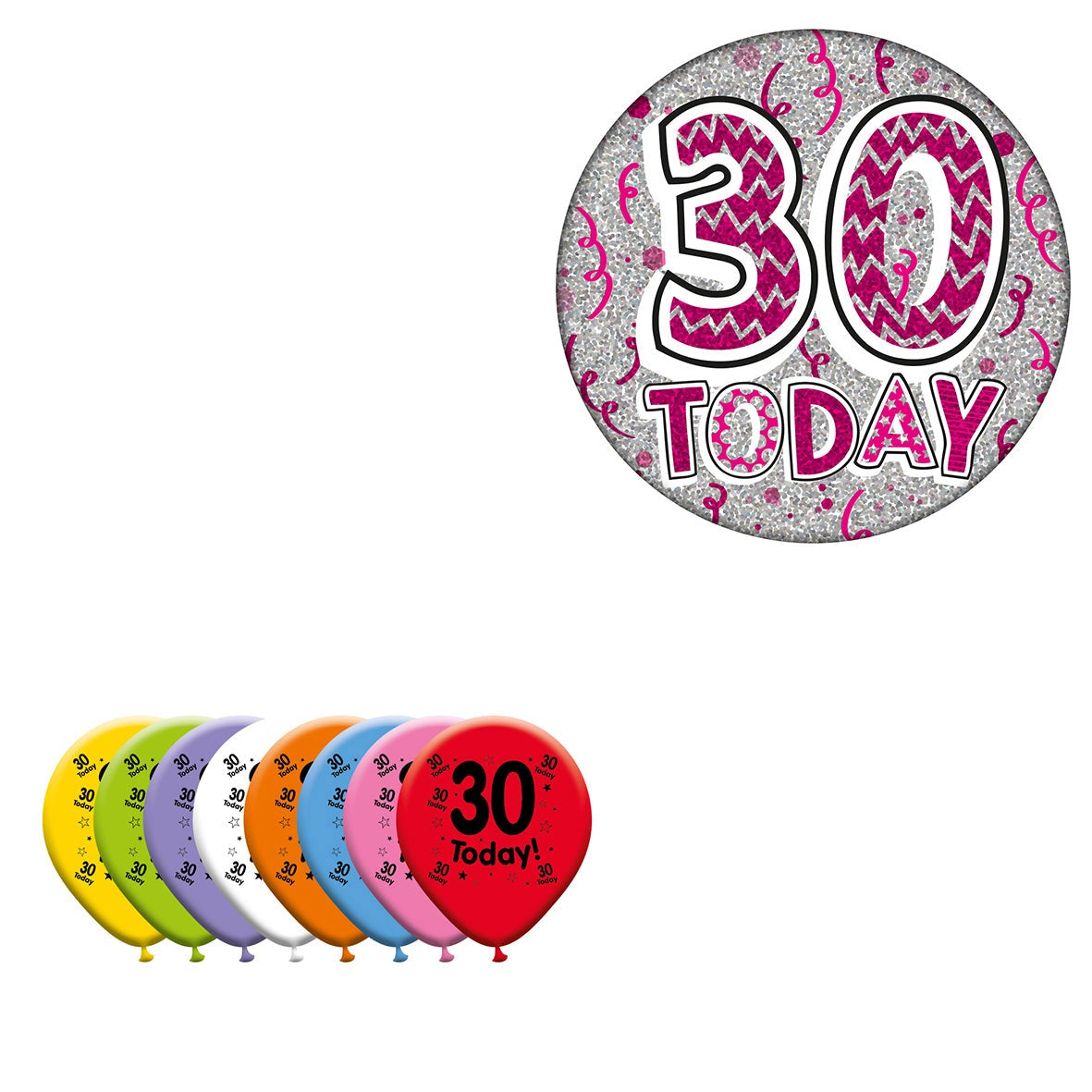Various Designs Bundle C Balloon, Badge Ages 1 to 80