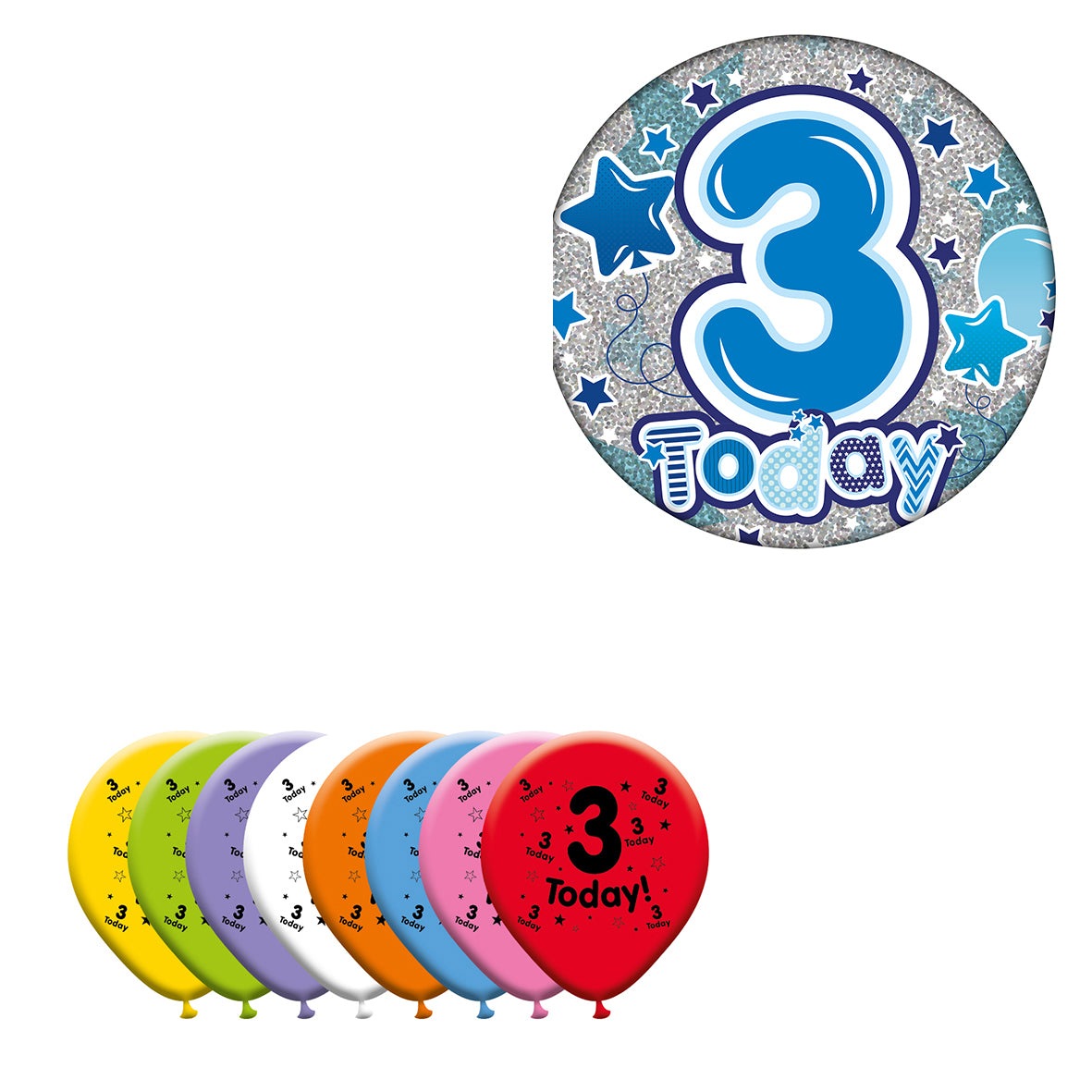 Various Designs Bundle C Balloon, Badge Ages 1 to 80