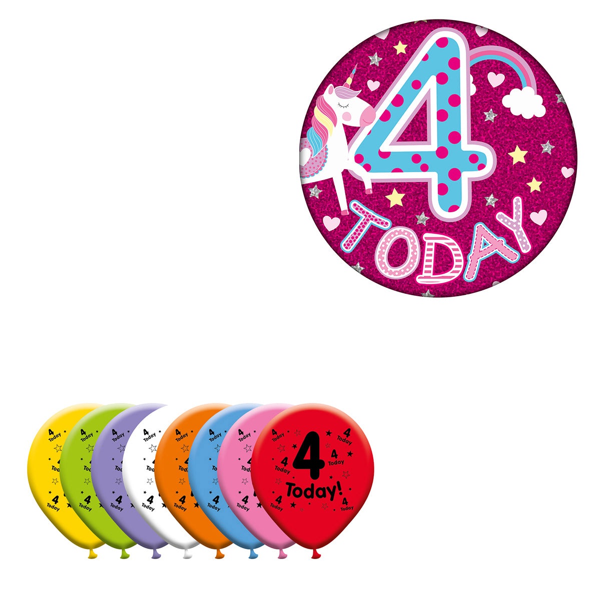 Various Designs Bundle C Balloon, Badge Ages 1 to 80