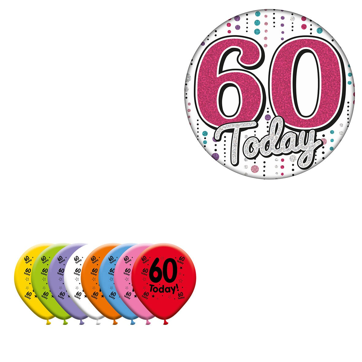Various Designs Bundle C Balloon, Badge Ages 1 to 80