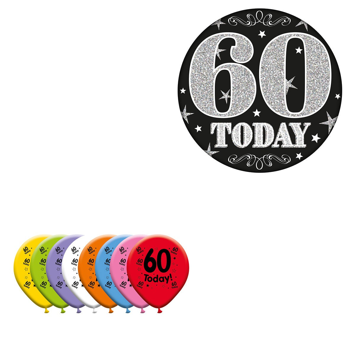 Various Designs Bundle C Balloon, Badge Ages 1 to 80