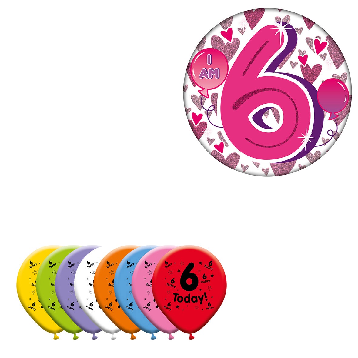Various Designs Bundle C Balloon, Badge Ages 1 to 80
