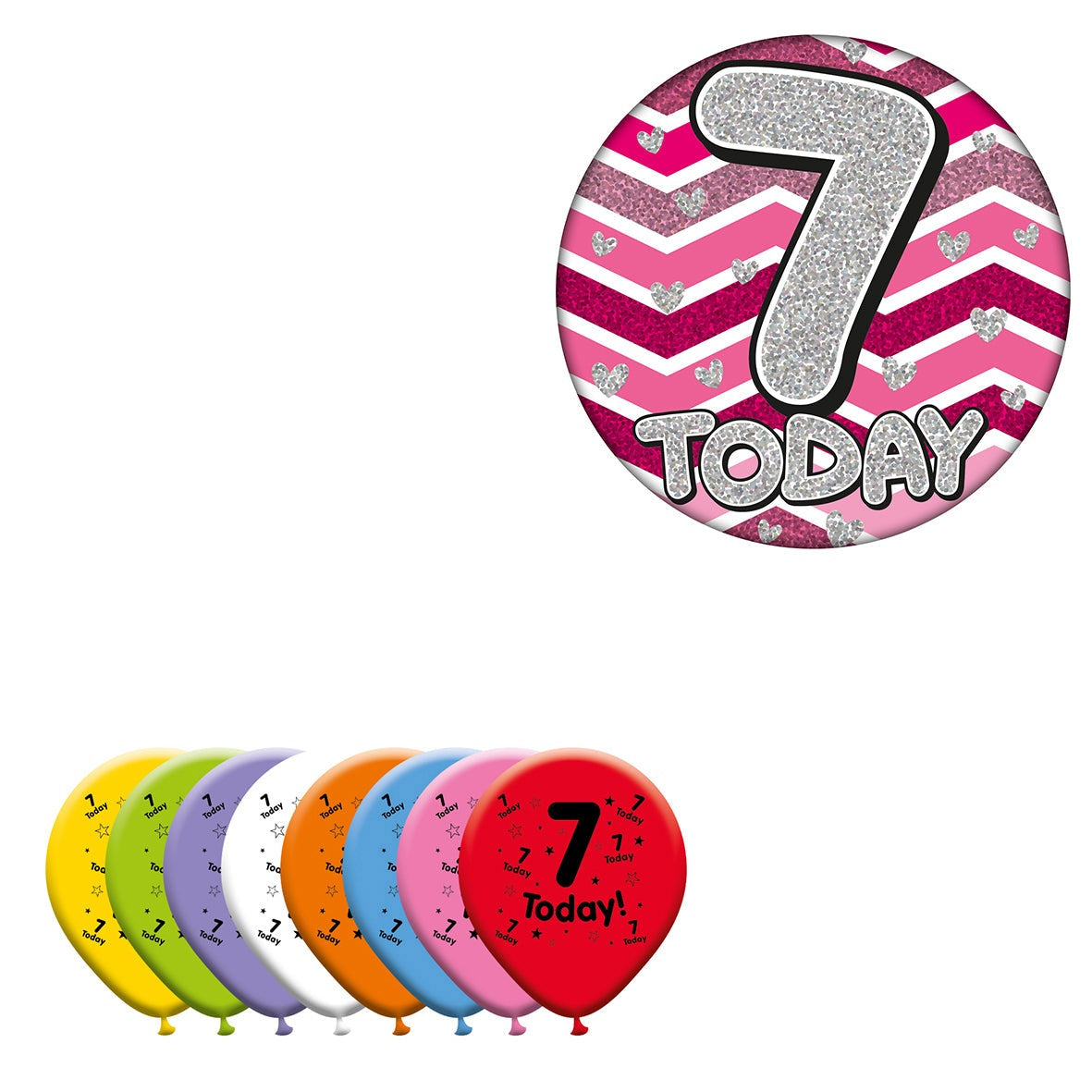Various Designs Bundle C Balloon, Badge Ages 1 to 80
