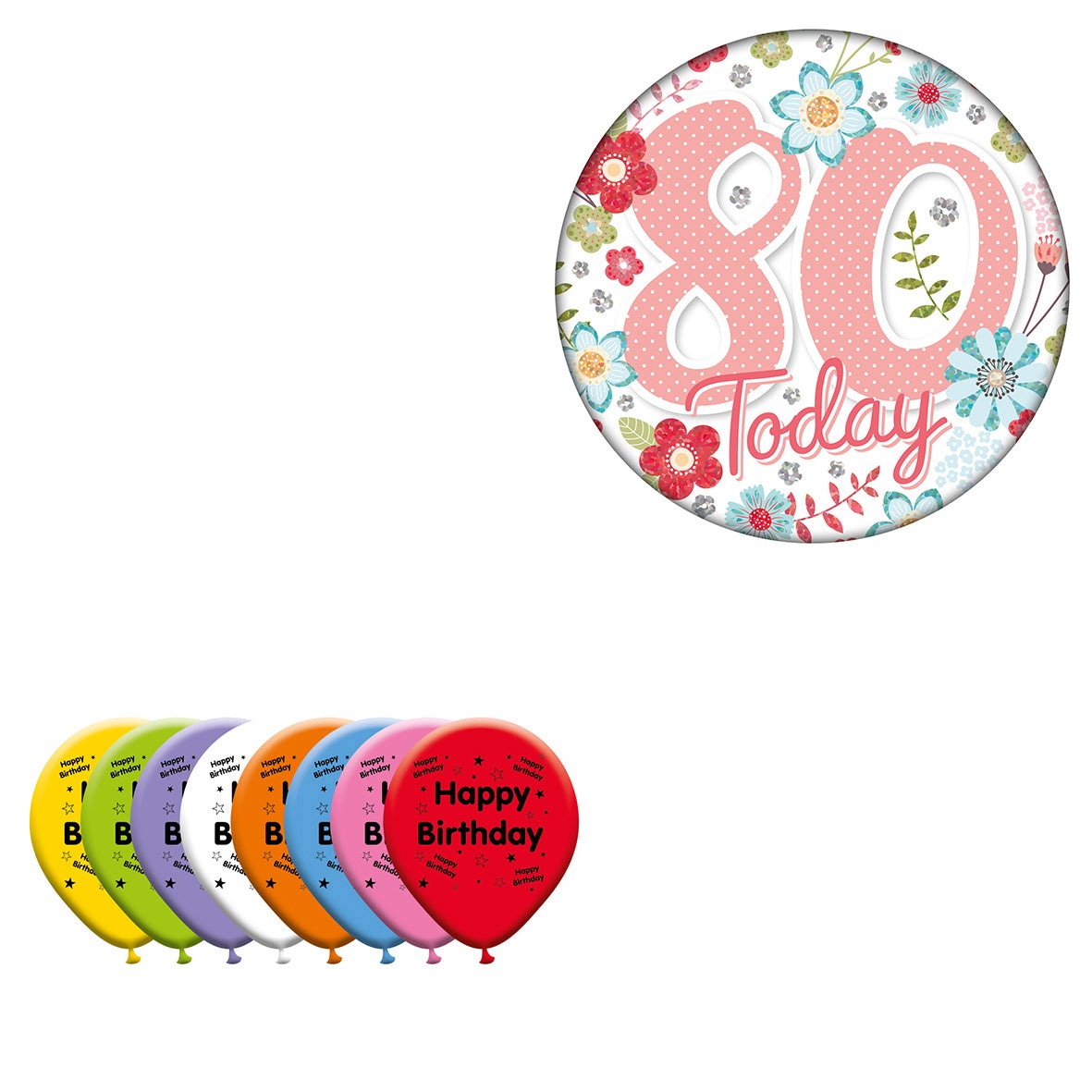 Various Designs Bundle C Balloon, Badge Ages 1 to 80