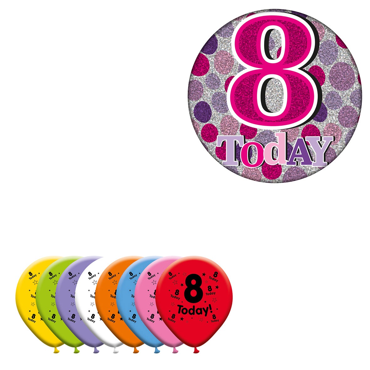 Various Designs Bundle C Balloon, Badge Ages 1 to 80