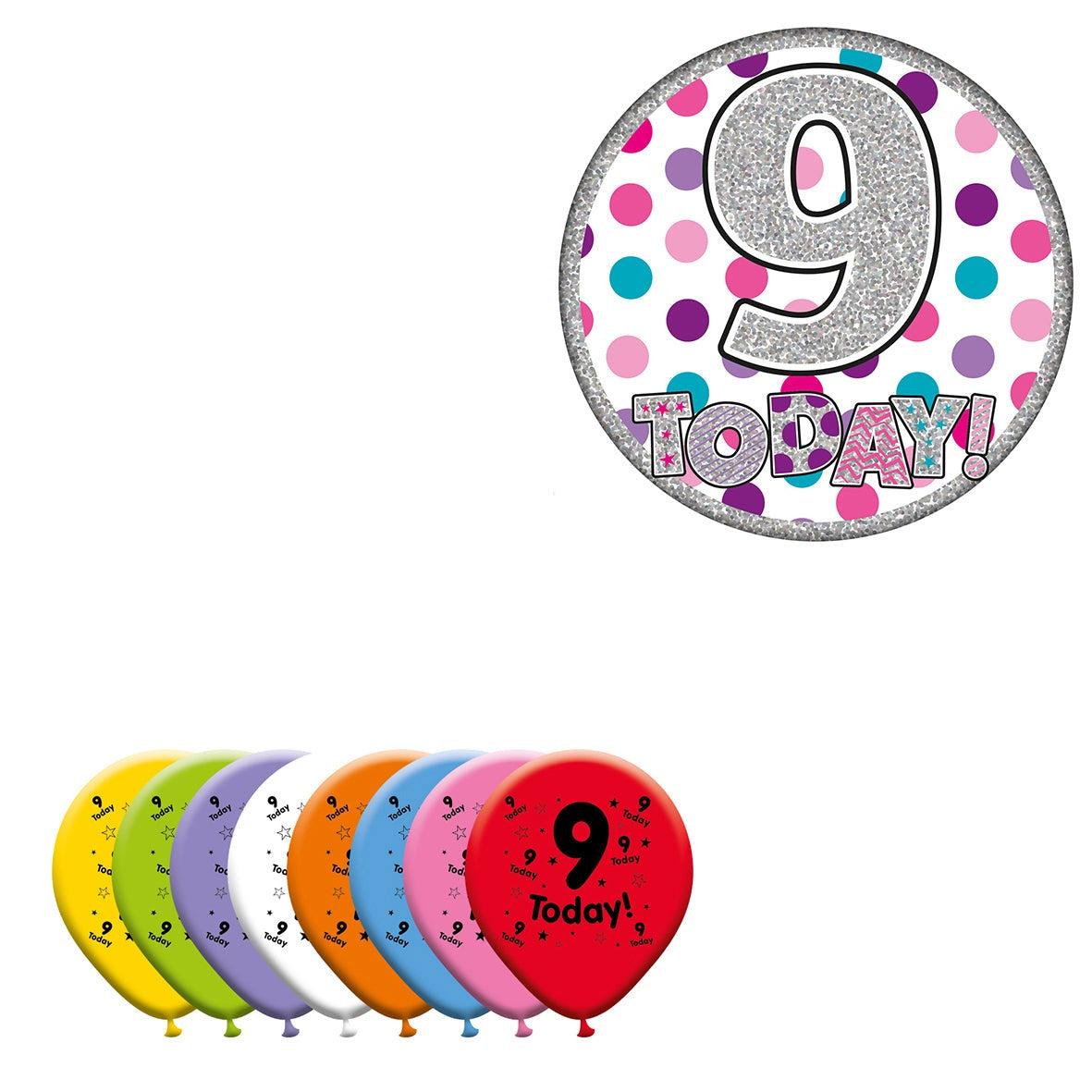 Various Designs Bundle C Balloon, Badge Ages 1 to 80