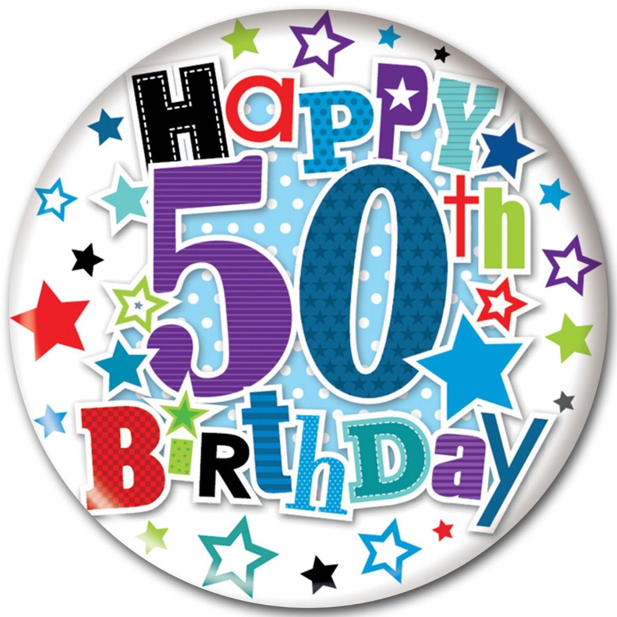 Age 50 Large Birthday Badge Male