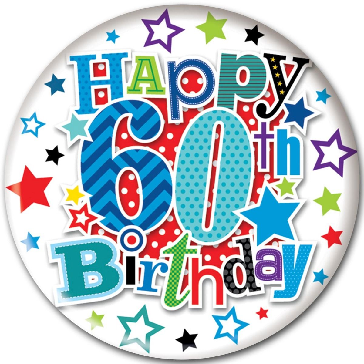 Age 60 Large Birthday Badge Male