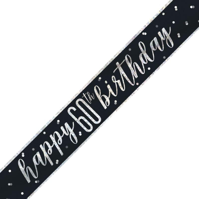 Black & Silver Foil Banner Happy 60th Birthday