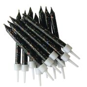 Black Glitter Candles & Holders Birthday Party Cake Topper Decoration
