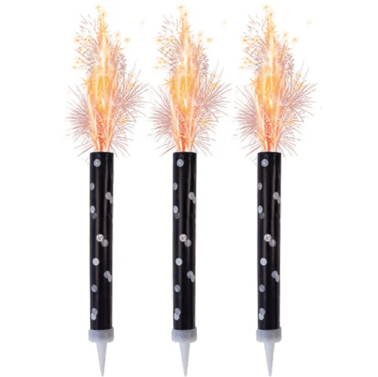 Birthday Black & Silver Ice Fountains