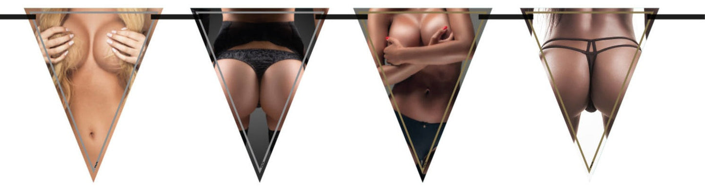 Naughty Boobs 'N' Bums Triangle Party Bunting - 6m