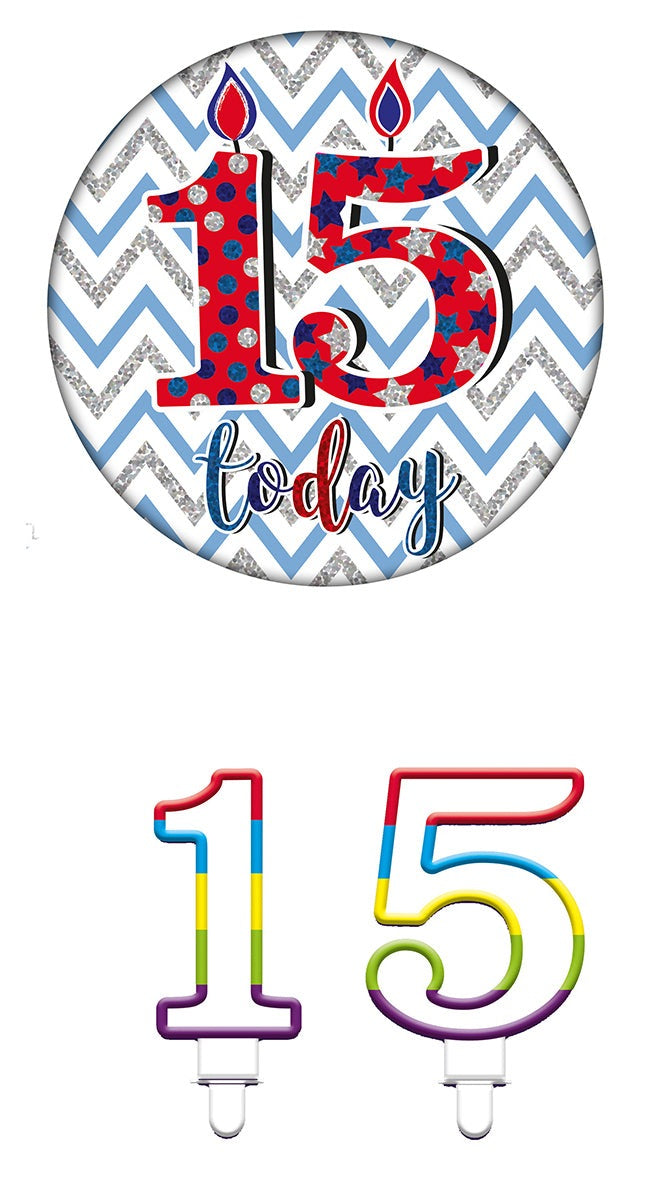 Various Designs Bundle M Candle, Badge Ages 1 to 80