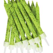 Lime Green Glitter Candles & Holders Birthday Party Cake Topper Decoration