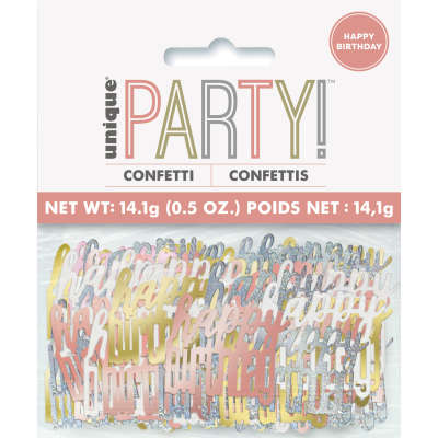 Rose Gold Happy Birthday Confetti