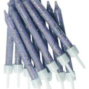 Lilac Glitter Candles & Holders Birthday Party Cake Topper Decoration