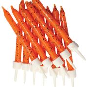 Orange Glitter Candles & Holders Birthday Party Cake Topper Decoration