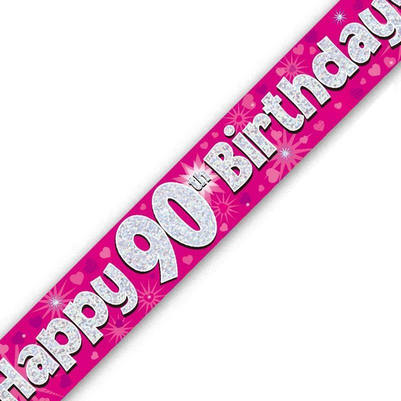 Happy 90th Birthday Pink Holographic