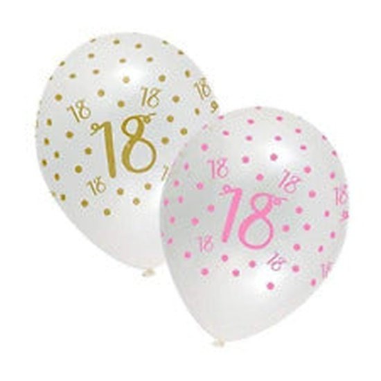 Pink Chic Age 18 Latex Balloons Crystal Clear All Round Print