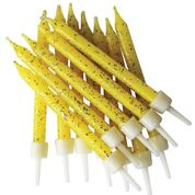 Yellow Glitter Candles & Holders Birthday Party Cake Topper Decoration