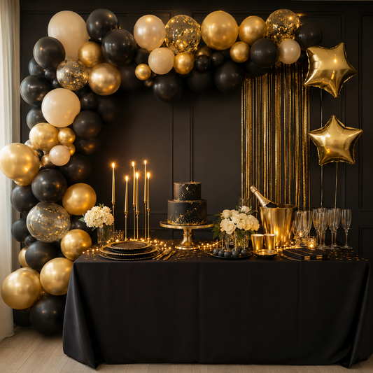 How to Style a Black and Gold Milestone Birthday
