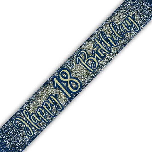 Age 18 Navy and Gold Geode 18th Foil Banner