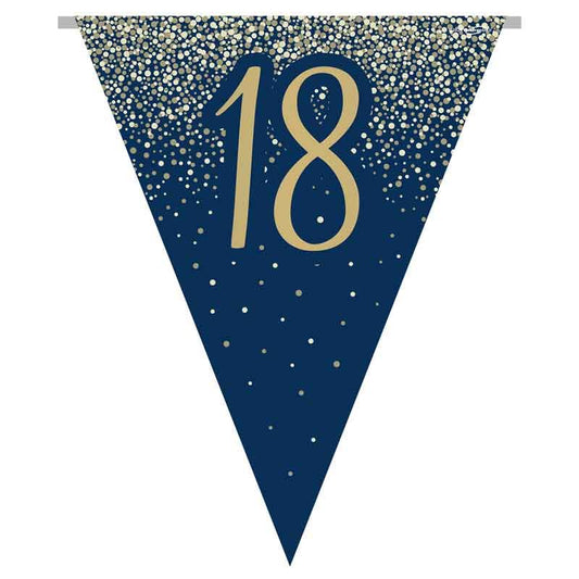 Age 18 Navy and Gold Geode Flag Bunting Age 18 Foil