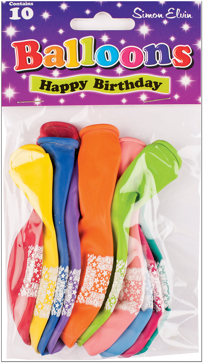 Happy Birthday Balloons 10 Per Pkt